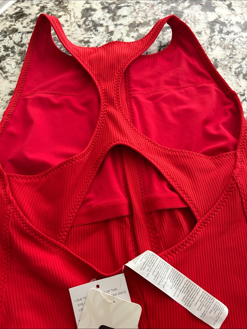 Fabletics Red Ribbed Racerback One-Piece - Picture 3 of 11